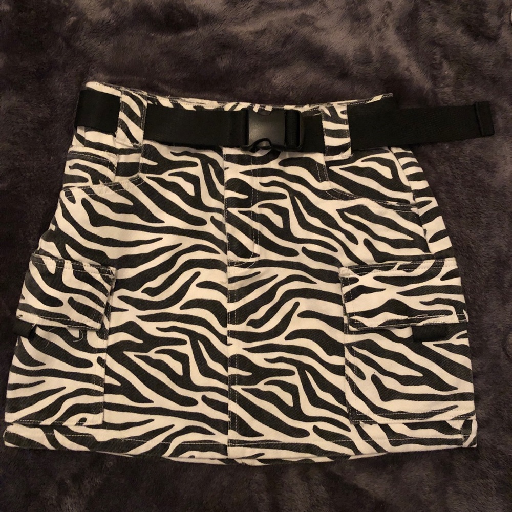 Brand new/never worn zebra print cargo skirt